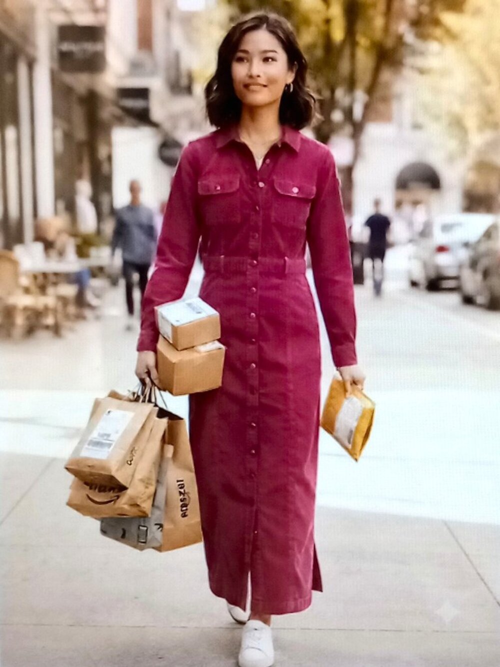 LOFT Magenta Pink Corduroy Midi Shirtdress Snap With Pockets Sz 0P 0 Petite Chic